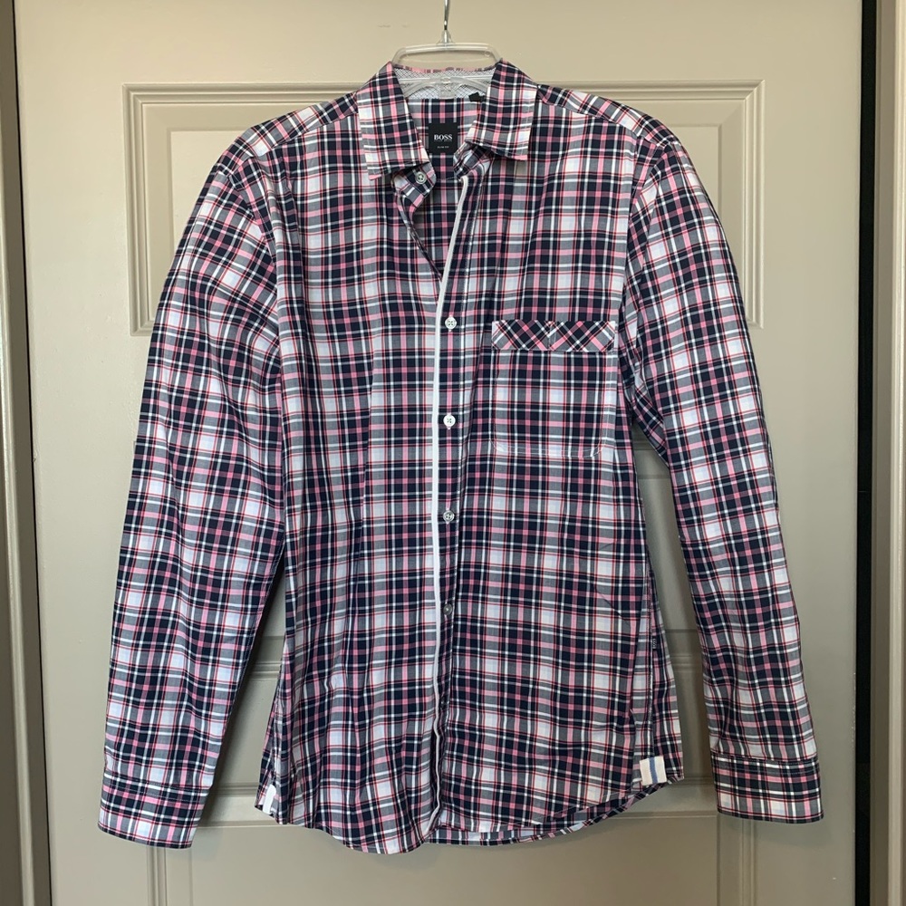 Hugo Boss Slim Fit Medium Plaid Men’s Shirt